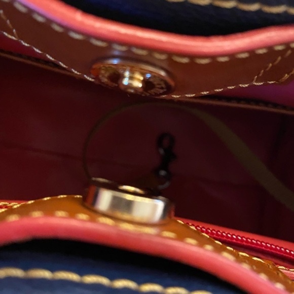 Dooney & Bourke squared blue/brown satchel - Picture 13 of 16